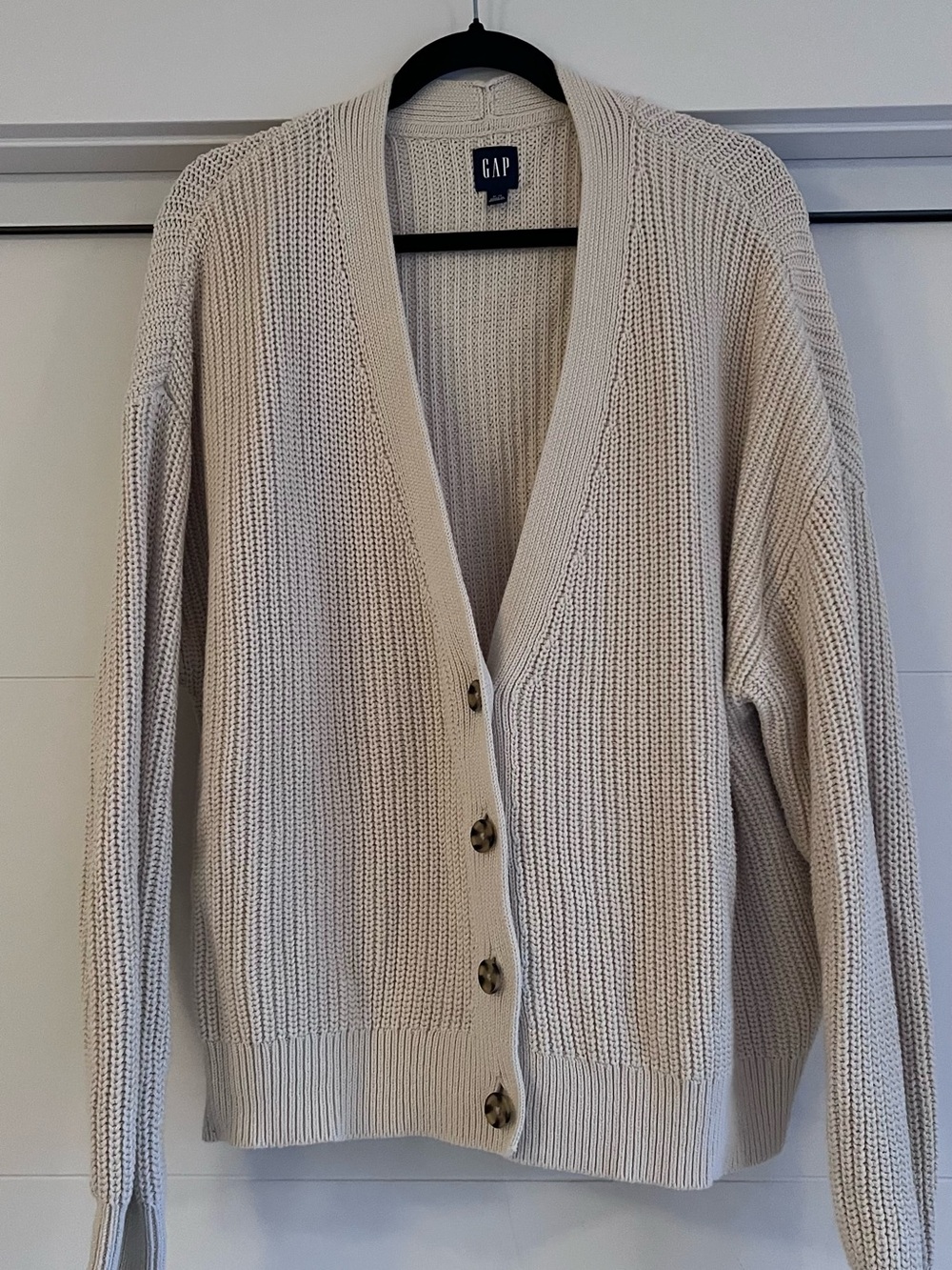GAP Cream Button-Front Knit Cardigan